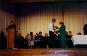 Being Presented With The Chancellor's Award For Top Scholars @ Viard College 2002